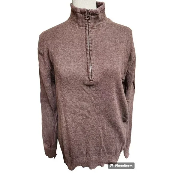 Woolrich Mens Sweater Size Small Brown 1/4 Zip - Picture 2 of 9